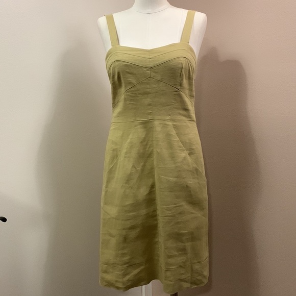 Theory Khaki Linen Blend Dress - Size P - Picture 3 of 7
